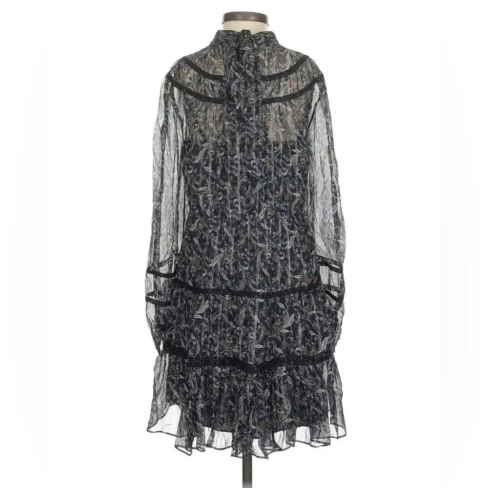 Veronica Beard “Rahla” Black Floral Long Sleeve Mini Dress ~ Sz 2 - Picture 4 of 7